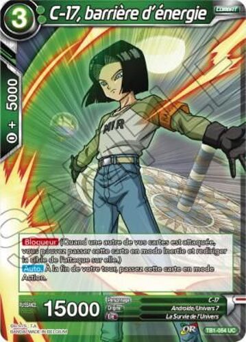 Carte Dragon Ball Super Tb1-054 C-17, Barrière D'énergie Peu Commune