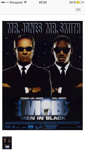 Affiche Cinéma Originale Men In Black I 40x60cm Pliée