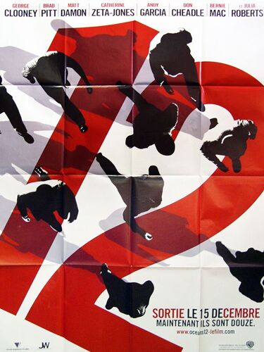Ocean S Twelve / 12 - Véritable Pré-Affiche De Cinéma Pliée - Format 120x160 Cm - De Steven Soderbergh Avec George Clooney, Brad Pitt, Matt Damon, Catherine Zeta-Jones, Julia Roberts - 2004