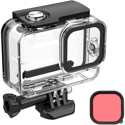 Boîtier Étanche pour GoPro Hero12 11 10 9 Black, 60m Boîtier de Protection pour La Plongée sous-Marine Coque avec Accessoires, Etui de Protection Etanche Caisson Plongée+Filtre Rose, Yuanbest