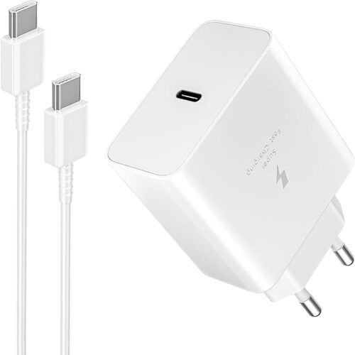 JGD-Samsung 45W Chargeur USB C,Secteur Charge Rapide Type C pour Samsung Galaxy S25/S24/S23/S22/S21/S20/Ultra/Note 20/S10/S9,A54,A53,Z Fold/Z Flip/Tab,Prise Secteur USBC Adapteur Mural avec 3M Câble,