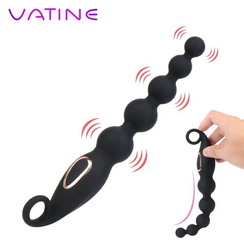 Jouet Sexuel Pour Hommes Et Femmes, Jouet D'entraînement Anal En Silicone, Plug Anal, Perles, Vibrateur, Anneau De Traction À 7 Fréquences