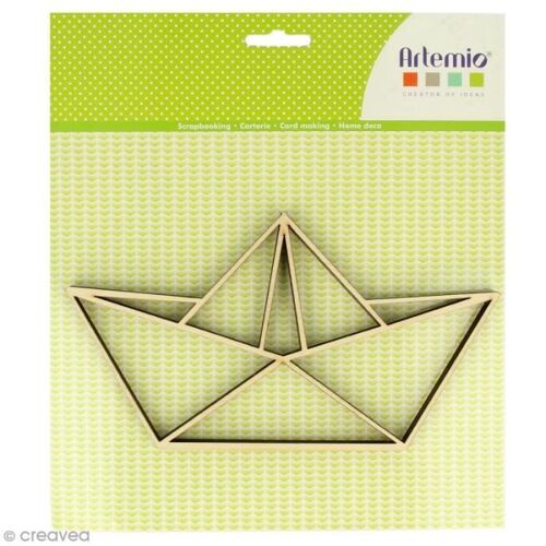 Forme En Bois À Décorer - Bâteau Origami - 20 X 11 Cm - 2 Pcs