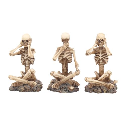 Nemesis Now - Figurine See No Hear No Speak No Set of 3 Skeletons 8.5cm, Ivoire