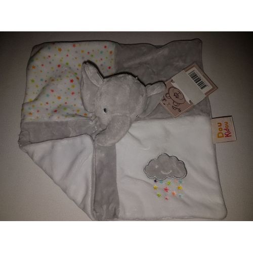 Doudou Plat Éléphant Doukidou Dou Kidou Nuage Gris Blanc Étoile Multicolore Naissance Peluche Éveil Enfant Comfort Blanket Comforter Soft Toys