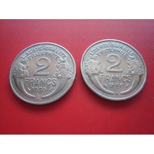 Lot De 2 Pièces De Monnaie 2 Francs Alu Morlon France 1950 - 50 B