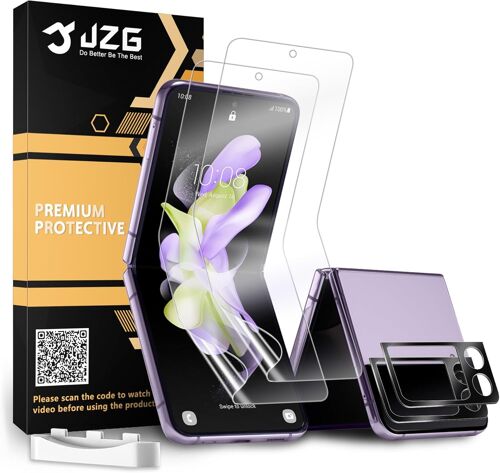 NSIECD-2 x pour Protection écran Samsung Galaxy Z Flip 4 [No-verre], 2 x Verre Trempé d'objectif, Autoguérison, Sans bulles, Facile à installer, Ultra-HD
