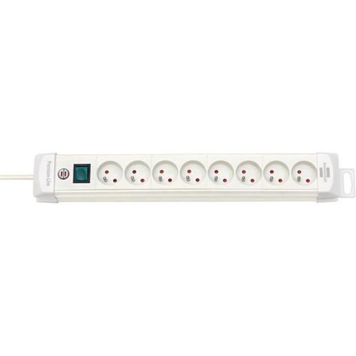 Brennenstuhl Multiprise Premium-Plus Blanche, 8 prises, avec 3m de câble, Fabrication Française