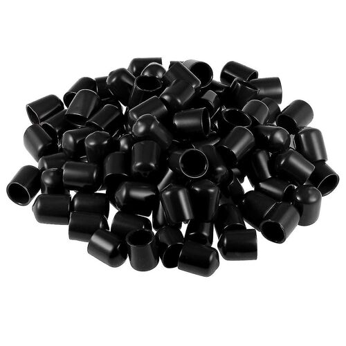 100pcs Caoutchouc End Caps 14mm Id Vinyle Tube Rond Bolt Cap Cover Vis Thread Protectors Noir