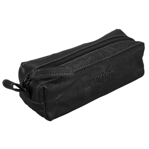 Trousse ronde, en cuir, noir,