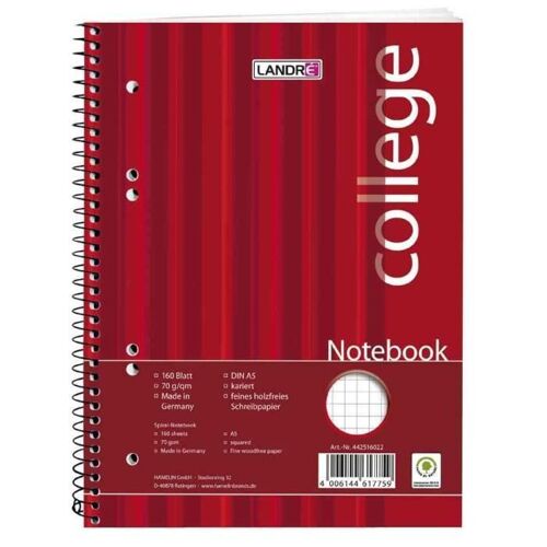 Bloc-Notes College, A5, 160 Feuilles, Quadrillé,