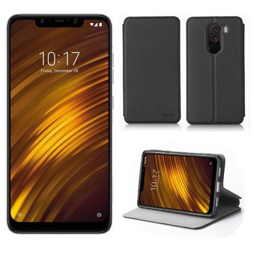 Etui Luxe Xiaomi Pocophone F1 Noir Ultra Slim Cuir Style avec Stand - Housse Coque de Protection Smartphone 2018 - Accessoires Pochette