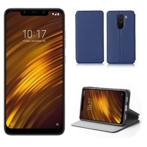 Etui Luxe Xiaomi Pocophone F1 bleu Ultra Slim Cuir Style avec Stand - Housse Coque de Protection Smartphone 2018 - Accessoires Pochette