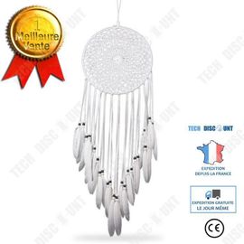 TD® Attrape-rêves/plume faite à la main noir et blanc décoration maison chambre vent suspendu Style ethnique Original