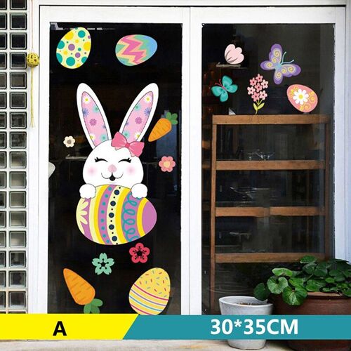 Autocollants Muraux De Pâques, ¿Uf De Pâques, Lapin, Fenêtre En Verre, Sparadrap, Décoration De Printemps, Pâques, Pour La Maison, Décor Mural Joyeux Pâques