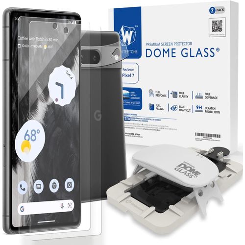 CAUC-[2PACk + UV Lamp] Whitestone Protecteur d'écran pour Google Pixel 7 (2022), écran en verre trempé intégral avec technologie de dispersion liquide, 2 pièces, blanc