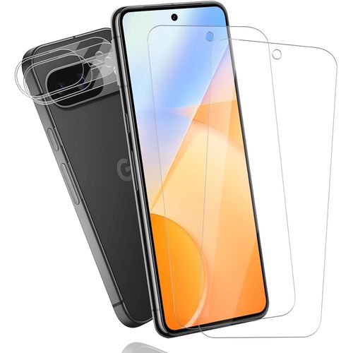 Aefj-2+2 Pièce Verre Trempé Pour Google Pixel 9 Vitre Protection Film, Sans Bulle 9h Résistante Aux Rayures Protection Écran + Caméra Protecteur, 0,33mm Hd Haute Sensibilité Protection D'écran Pour P