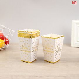 Boîtes À Pop-Corn 6 Pièces Porte-Conteneurs Cartons Sac En Papier Boîte À Rayures Pour Cinéma Tables À Dessert Fournitures De Fête De Mariage