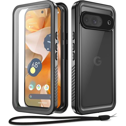 CAUC-Coque pour Google Pixel 9 Etanche, IP68 Imperméable 360 Protection Intégrale Étui avec Protecteur d'Écran, Antichoc Waterproof Antipoussière Incassable Etui pour Pixel 9, Noir