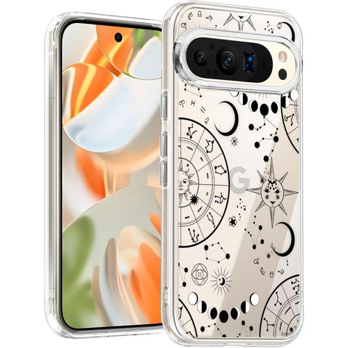 Cauc-Coque Compatible Avec Pixel 9 Pixel 9 Pro - Transparente - Fine - En Tpu Souple - Anti-Chocs - Motif En Relief - Absorption Des Chocs (Zodiaque Galaxie)
