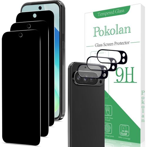 Cauc-Lot De 3 +3 Verre Trempé Anti Espion Pour Google Pixel 9 Pro Xl Et Caméra Arrière Protecteur, Film Protection Écran Confidentialité Anti-Empreinte, Dureté 9h, Hd Vitre Protecteur