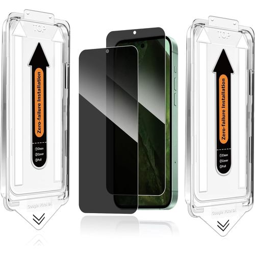 CAUC-Protection D'écran pour Google Pixel 8a 6,1 Pouces, Film en Verre Trempé avec Outil d'Installation Facile, Compatible avec Les Empreintes Digitales, Anti-espion, Dureté 9H Glass, Lot de 2