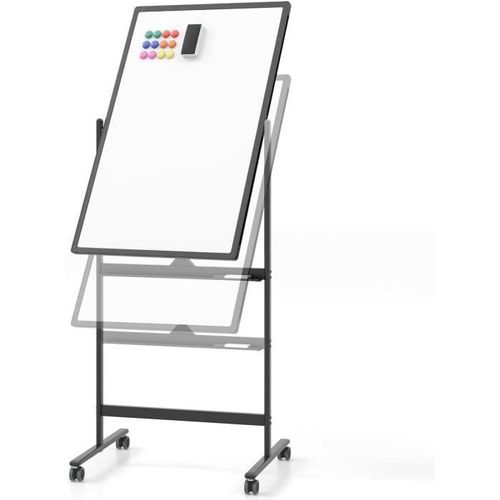 Costway Tableau Blanc Magnétique 60 X 90 Cm Double Face Réversible Effaçable À Sec 2 Hauteur Réglable 4 Roulettes Mobile Noir