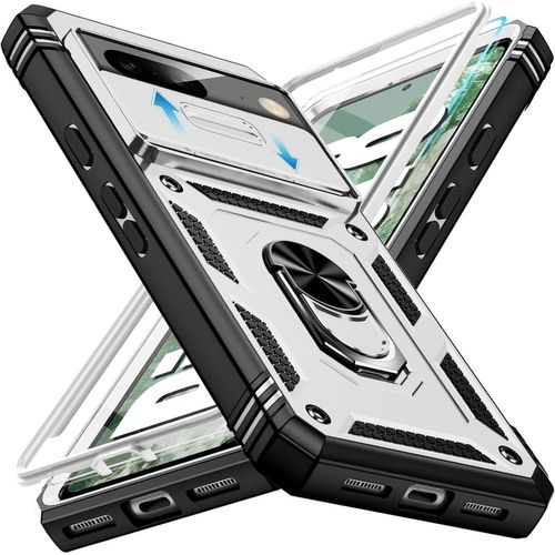 CAUC-Coque de protection pour Google Pixel 8 avec film de protection, coque de protection pour t¿¿l¿¿phone portable Pixel 8 5G avec protection de l'appareil photo, fente pour carte ¿¿ 360 ¿¿, anneau