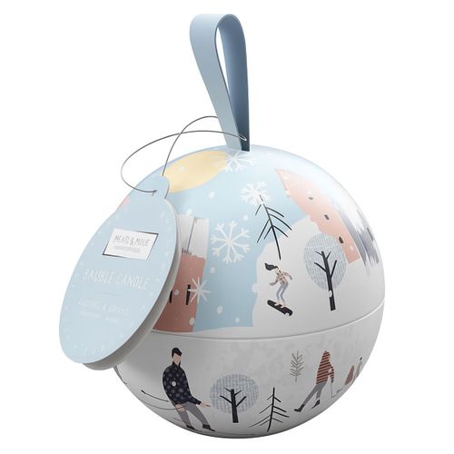 Bougie nomade boule de Noël flocons givrés