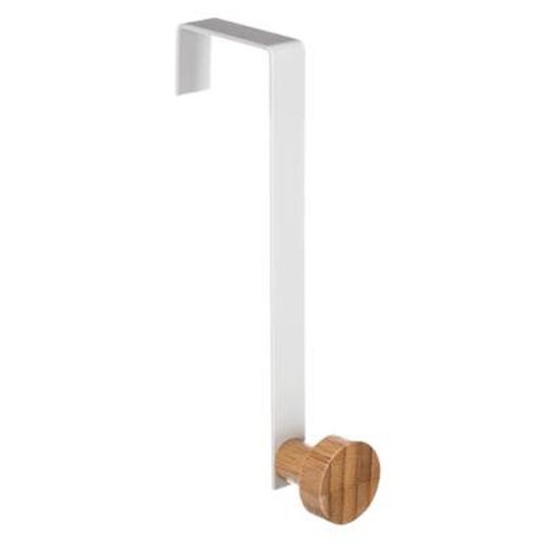 Patère en Métal & Bambou "1 Tête" 16cm Blanc