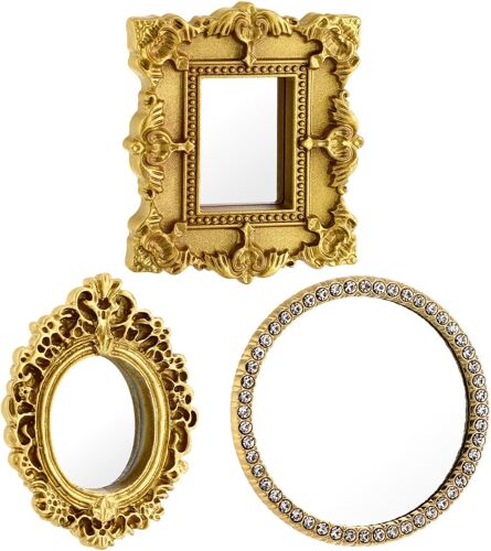 Vintage Frames: 3 Antique Decorative Frames Oval Rectangular Wall Hanging With Mirrors Retro Hanging 