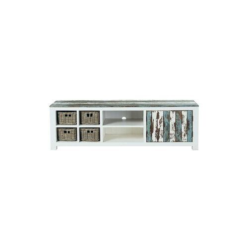 Bois Dessus Bois Dessous - Meuble TV en pin recyclé massif 180 cmATLANTIC  - Blanc
