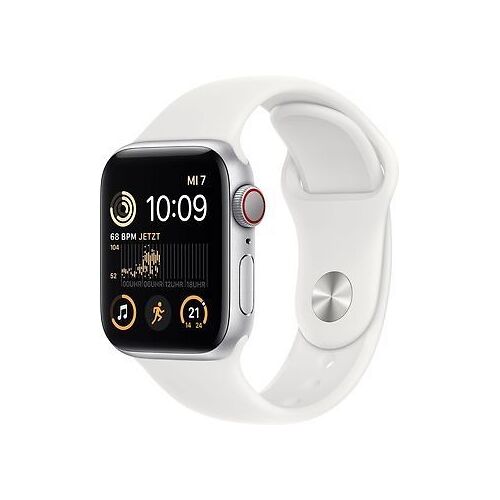 Apple Watch Se 2 Aluminium Argent 40mm Bracelet Sport Blanc (Gps + Cellular)