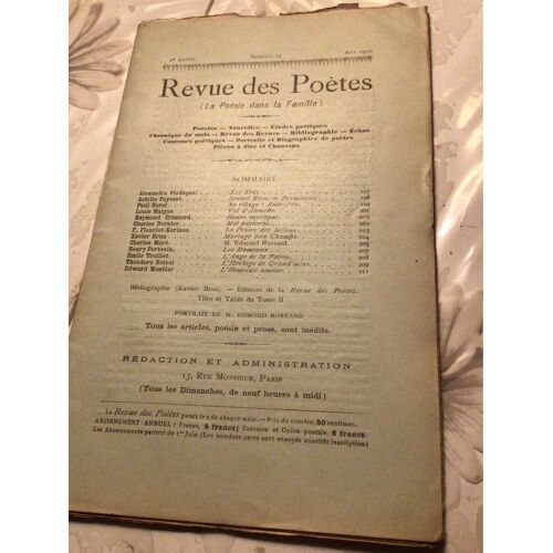 Revue Des Poètes. 2e Année.   Numéro 24. Mai 1900. Alexandre Piedagnel, Achille Paysant, Paul Harel,Louis Maigue….