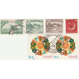 6 Timbres Oblitérés Du Pakistan Emis Entre 1956 Et 1990