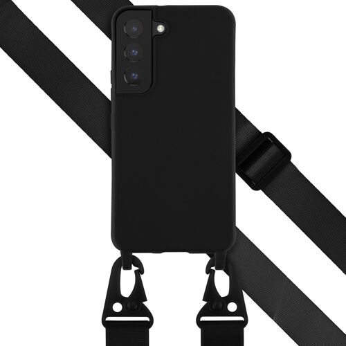 Selencia Coque silicone avec cordon amovible Samsung Galaxy S22 Noir