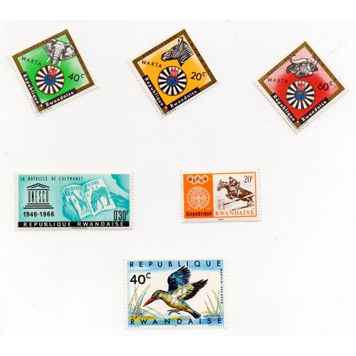 Rwanda- Lot De 6 Timbres Neufs- Animaux Divers