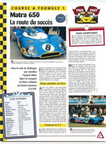 Fiche Auto Technique Matra 650 V12 24h Du Mans La Route Du Siccès
