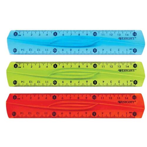 Westcott Règle Plate Plastique Souple Incassable 15 Cm Coloris Aléatoire