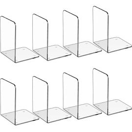 Serre-livres en acrylique transparent 8 pièces avec autocollants antidérapants, serre-livres pour chambre à coucher, bibliothèque, bureau, école et organisateur de bureau, cadeau de décoration