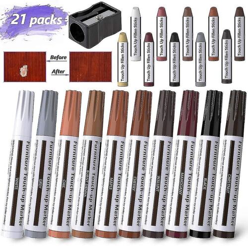 Kit De Réparation De Meubles, Pack De 21 Bouche-Pores Stylo De Réparation De Meubles Marqueur Et Cire