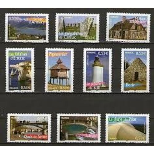 La France À Voir (6) : Monuments Et Sites Série Complète Année 2005 N° 3814 3815 3816 3817 3818 3819 3820 3821 3822 3823 Yvert Et Tellier Luxe