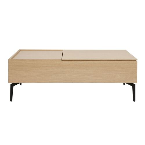Table basse relevable en bois clair et métal noir L102.5 SEDA