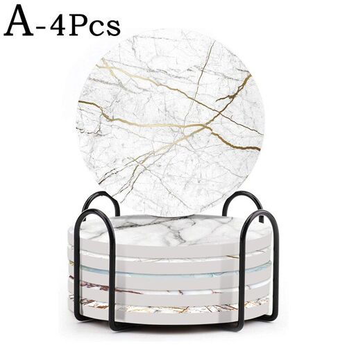 Sous-Verres En Céramique Pour Boissons, 4 Pièces, Design Marbre, Sous-Verres Pour Boissons Avec Support Absorbant, Protection De Table De Cuisine, Sous-Verres