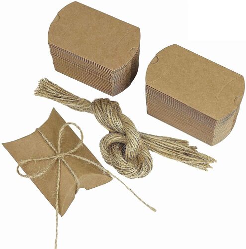 Wedding Favor Box, petite boîte de bonbons rustique avec papier kraft à ficelle de jute