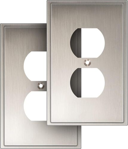 Soft Modern Décoratif Plaque Murale Interrupteur Plaque Couvercle de sortie - Satin Nickel, 2pk