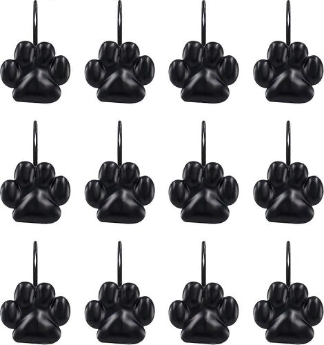 Fashion Design Cute Paw Print Polished Shower Curtain Hooks for Dog Cat and Bear, Rust Pro
