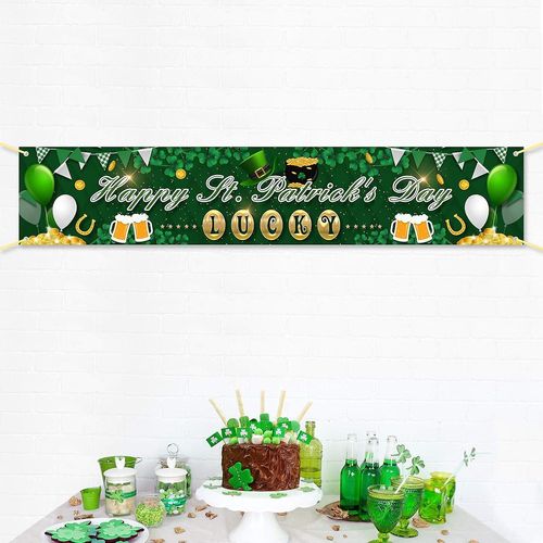 Bannière de la Saint-Patrick et chemin de table - Ensemble de décorations de trèfle