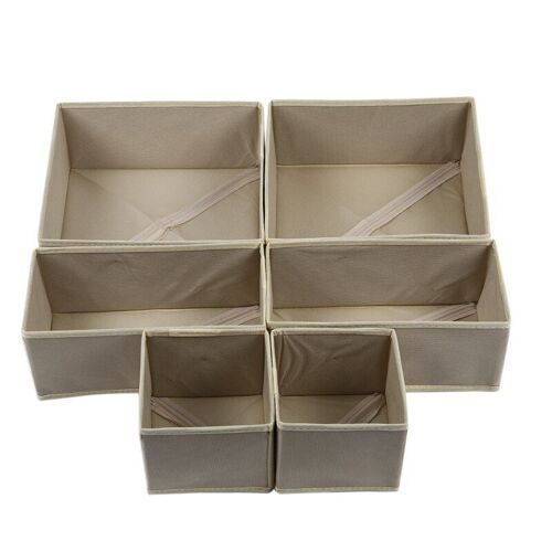 Promotion! Boîte de rangement pliable pour sous-vêtements, 6 pièces, diviseur de tiroir, soutiens-gorge chaussettes, boîtes pliantes lavables, organisateur de rangement à domicile, non tissé