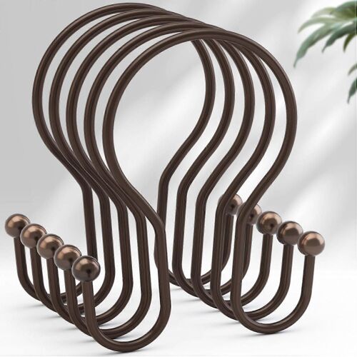 Shower Curtain Hooks, Shower Curtain Rings Bronze, Simple Double Hook Shower